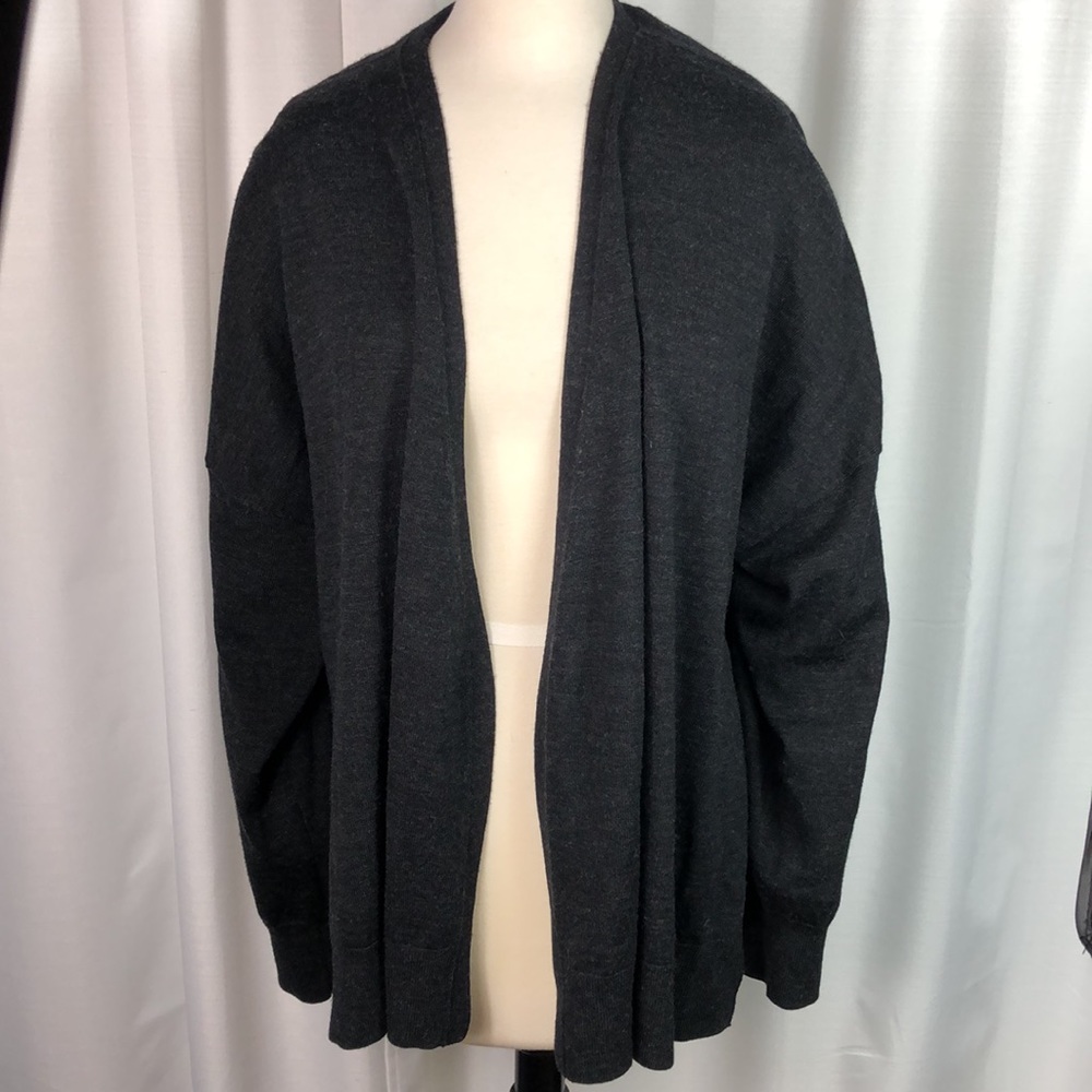 Allsaints Charcoal Merino Cardigan Vented Sides L - Picture 8 of 8
